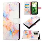 For Motorola Moto G04 4G / G24 4G PT003 Marble Pattern Flip Leather Phone Case(Galaxy Marble White) - 1