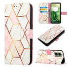 For Motorola Moto G04 4G / G24 4G PT003 Marble Pattern Flip Leather Phone Case(Pink White) - 1