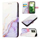 For Motorola Moto G04 4G / G24 4G PT003 Marble Pattern Flip Leather Phone Case(White Purple) - 1