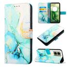 For Motorola Moto G04 4G / G24 4G PT003 Marble Pattern Flip Leather Phone Case(Green) - 1