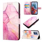 For Motorola Moto G34 PT003 Marble Pattern Flip Leather Phone Case(Pink Purple Gold) - 1