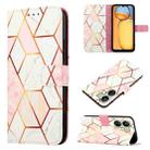 For Xiaomi Redmi 13C PT003 Marble Pattern Flip Leather Phone Case(Pink White) - 1