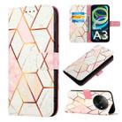 For Xiaomi Redmi A3 PT003 Marble Pattern Flip Leather Phone Case(Pink White) - 1