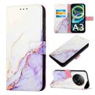 For Xiaomi Redmi A3 PT003 Marble Pattern Flip Leather Phone Case(White Purple) - 1