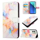 For Xiaomi Redmi Note 13 4G Global PT003 Marble Pattern Flip Leather Phone Case(Galaxy Marble White) - 1