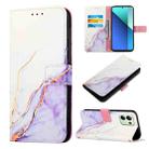 For Xiaomi Redmi Note 13 4G Global PT003 Marble Pattern Flip Leather Phone Case(White Purple) - 1