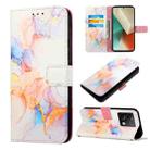 For Xiaomi Redmi Note 13 5G Global PT003 Marble Pattern Flip Leather Phone Case(Galaxy Marble White) - 1