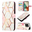 For Xiaomi Redmi Note 13 5G Global PT003 Marble Pattern Flip Leather Phone Case(Pink White) - 1