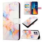 For Xiaomi Redmi Note 13 Pro 4G Global PT003 Marble Pattern Flip Leather Phone Case(Galaxy Marble White) - 1