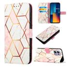 For Xiaomi Redmi Note 13 Pro 4G Global PT003 Marble Pattern Flip Leather Phone Case(Pink White) - 1