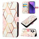 For Xiaomi Redmi Note 13 Pro+ 5G PT003 Marble Pattern Flip Leather Phone Case(Pink White) - 1