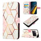 For Xiaomi Redmi K70E PT003 Marble Pattern Flip Leather Phone Case(Pink White) - 1