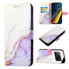 For Xiaomi Redmi K70E PT003 Marble Pattern Flip Leather Phone Case(White Purple) - 1