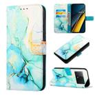 For Xiaomi Redmi K70E PT003 Marble Pattern Flip Leather Phone Case(Green) - 1