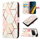 For Xiaomi Poco X6 Pro PT003 Marble Pattern Flip Leather Phone Case(Pink White) - 1