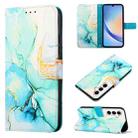 For Samsung Galaxy A35 5G PT003 Marble Pattern Flip Leather Phone Case(Green) - 1