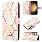 For Samsung Galaxy S24 5G PT003 Marble Pattern Flip Leather Phone Case(Pink White) - 1