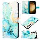 For Samsung Galaxy S24 5G PT003 Marble Pattern Flip Leather Phone Case(Green) - 1