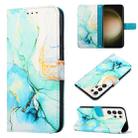 For Samsung Galaxy S24 Ultra 5G PT003 Marble Pattern Flip Leather Phone Case(Green) - 1