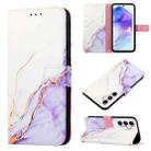 For Samsung Galaxy A55 PT003 Marble Pattern Flip Leather Phone Case(White Purple) - 1