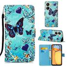 For Xiaomi Redmi 13C Colored Drawing Pattern Plain Weave Leather Phone Case(Caring Butterfly) - 1