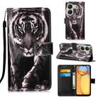 For Xiaomi Redmi 13C Colored Drawing Pattern Plain Weave Leather Phone Case(Black And White Tiger) - 1