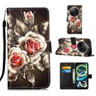 For Xiaomi Redmi A3 Colored Drawing Pattern Plain Weave Leather Phone Case(Roses On Black) - 1