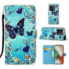 For Xiaomi Redmi Note 13 5G Global Colored Drawing Pattern Plain Weave Leather Phone Case(Caring Butterfly) - 1