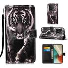 For Xiaomi Redmi Note 13 5G Global Colored Drawing Pattern Plain Weave Leather Phone Case(Black And White Tiger) - 1