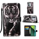 For Xiaomi Redmi Note 13 Pro 5G Global Colored Drawing Pattern Plain Weave Leather Phone Case(Black And White Tiger) - 1