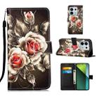 For Xiaomi Redmi Note 13 Pro 5G Global Colored Drawing Pattern Plain Weave Leather Phone Case(Roses On Black) - 1