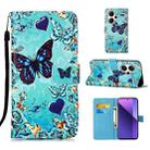 For Xiaomi Redmi Note 13 Pro+ 5G Colored Drawing Pattern Plain Weave Leather Phone Case(Caring Butterfly) - 1