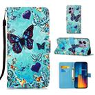 For Xiaomi Poco M6 Pro 4G Colored Drawing Pattern Plain Weave Leather Phone Case(Caring Butterfly) - 1