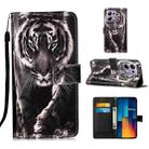 For Xiaomi Poco M6 Pro 4G Colored Drawing Pattern Plain Weave Leather Phone Case(Black And White Tiger) - 1