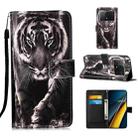 For Xiaomi Poco X6 Pro Colored Drawing Pattern Plain Weave Leather Phone Case(Black And White Tiger) - 1