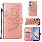 For Samsung Galaxy A35 5G Embossed Butterfly Leather Phone Case(Rose Gold) - 1