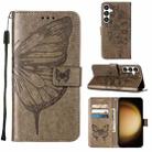 For Samsung Galaxy S24 5G Embossed Butterfly Leather Phone Case(Grey) - 1
