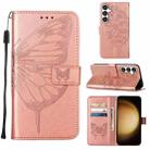 For Samsung Galaxy S24 5G Embossed Butterfly Leather Phone Case(Rose Gold) - 1