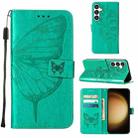 For Samsung Galaxy S24 5G Embossed Butterfly Leather Phone Case(Green) - 1