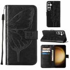 For Samsung Galaxy S24 5G Embossed Butterfly Leather Phone Case(Black) - 1