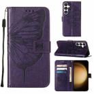 For Samsung Galaxy S24 5G Embossed Butterfly Leather Phone Case(Dark Purple) - 1