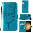 For Samsung Galaxy S24 5G Embossed Butterfly Leather Phone Case(Blue) - 1