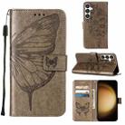 For Samsung Galaxy S24+ 5G Embossed Butterfly Leather Phone Case(Grey) - 1