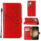 For Samsung Galaxy S24 Ultra 5G Embossed Butterfly Leather Phone Case(Red) - 1