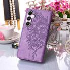 For Samsung Galaxy A55 Embossed Butterfly Leather Phone Case(Light Purple) - 1