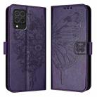 For Samsung Galaxy M62 Embossed Butterfly Leather Phone Case(Dark Purple) - 1
