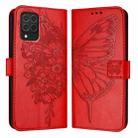 For Samsung Galaxy M62 Embossed Butterfly Leather Phone Case(Red) - 1