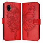 For Samsung Galaxy Xcover6 Pro Embossed Butterfly Leather Phone Case(Red) - 1