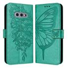 For Samsung Galaxy S10e Embossed Butterfly Leather Phone Case(Green) - 1