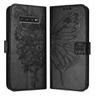 For Samsung Galaxy S10+ Embossed Butterfly Leather Phone Case(Black) - 1